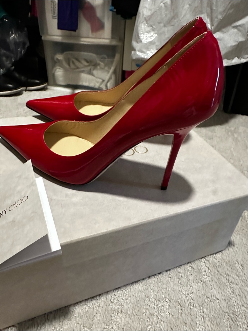 Jimmy Choo Red Patent Pointed-Toe Stiletto Pumps